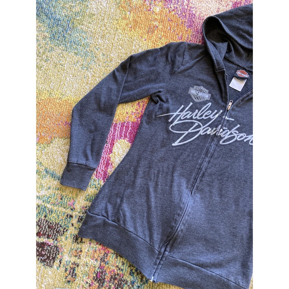 Harley Davidson Full Zip Hoodie Sweatshirt Womens Small Black Cool Springs VTG - Picture 2 of 11